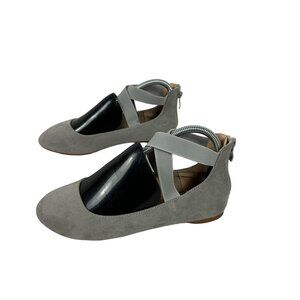 Dream Pairs Girls Gray Faux Suede Ballet Flats Elastic Straps & Back Zippers 6.5